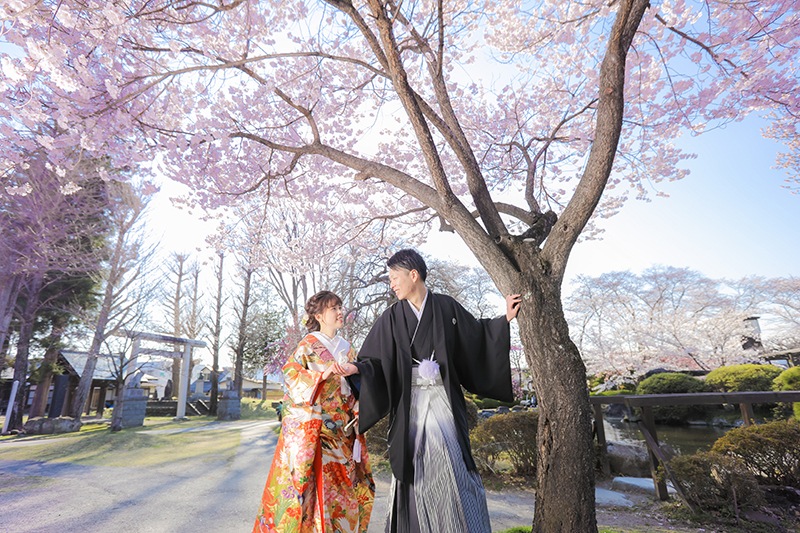 諏訪桜高島城結婚写真