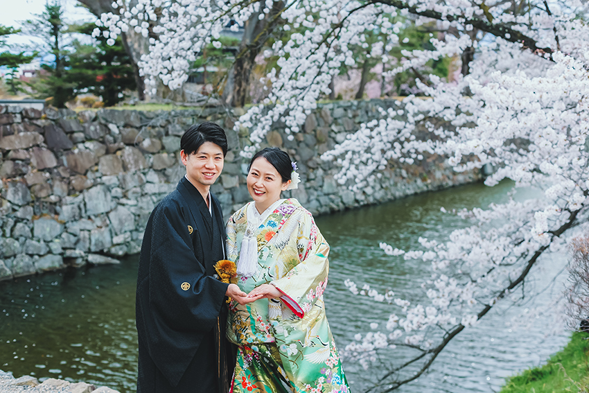 桜　ロケーション　松本城